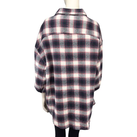 HARVE BENARD Plaid Red White Black & Blue Button Up 3/4 Sleeves Shirt Size XL - Picture 6 of 9